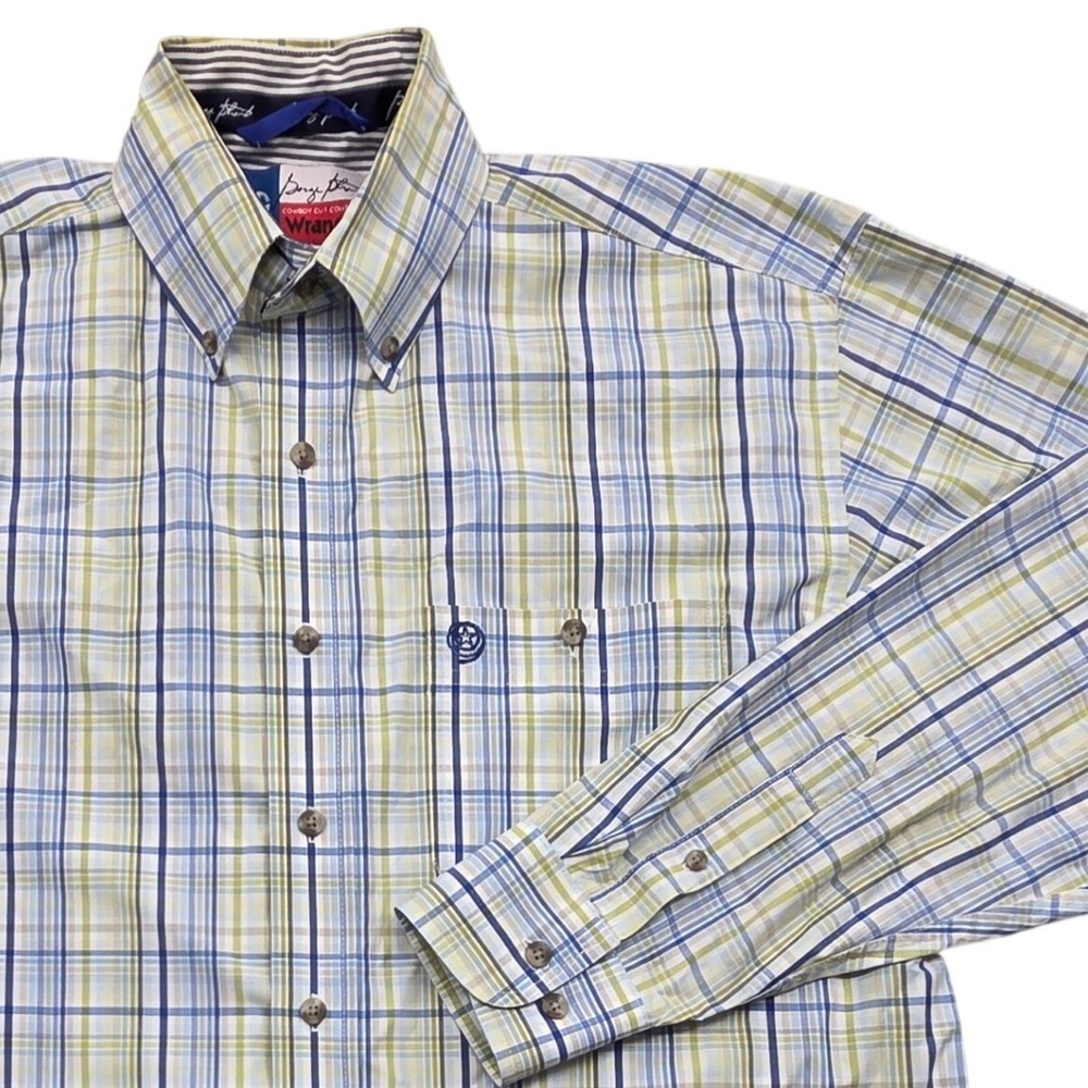 Wrangler George Strait Cowboy Cut Plaid Button Down Shirt Mens Medium MGS026M